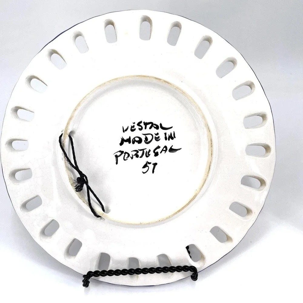 Hand Painted Portugal Wall Plate Vestal Pottery 8 3/4